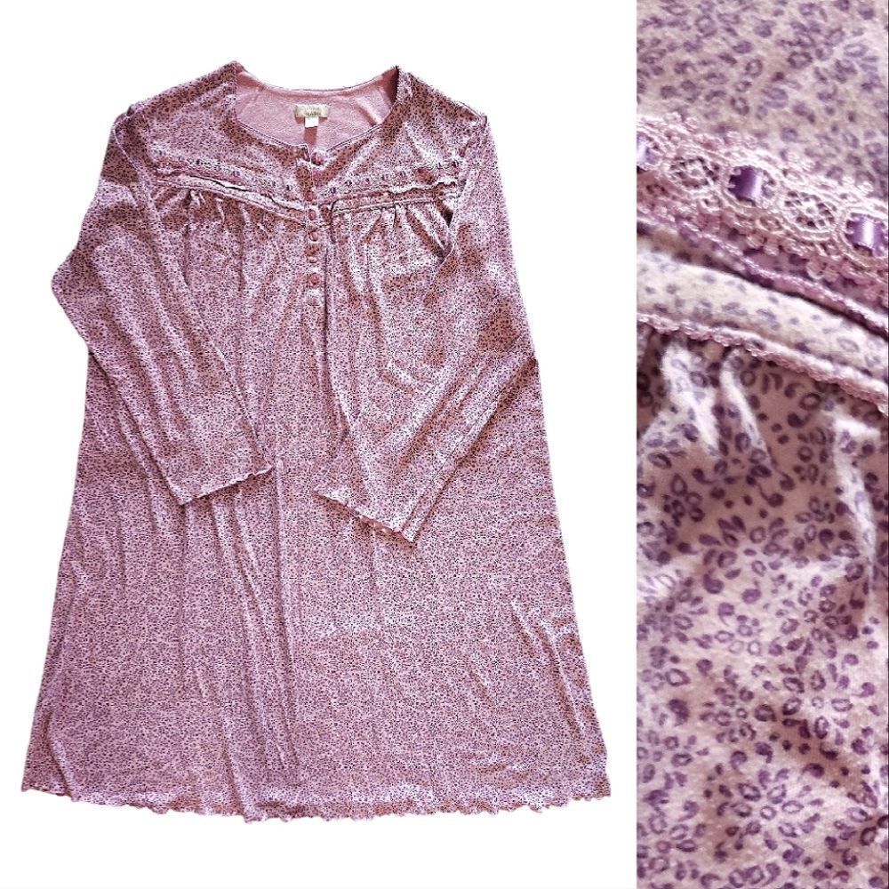 Celestial Dreams 2014 Pink Floral Long‎ Sleeve Ruffled Midi Nightgown Plus 3X